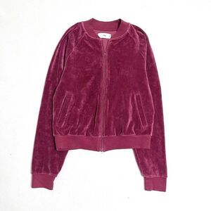 Aritzia TNA velvet zip up burgundy size XS